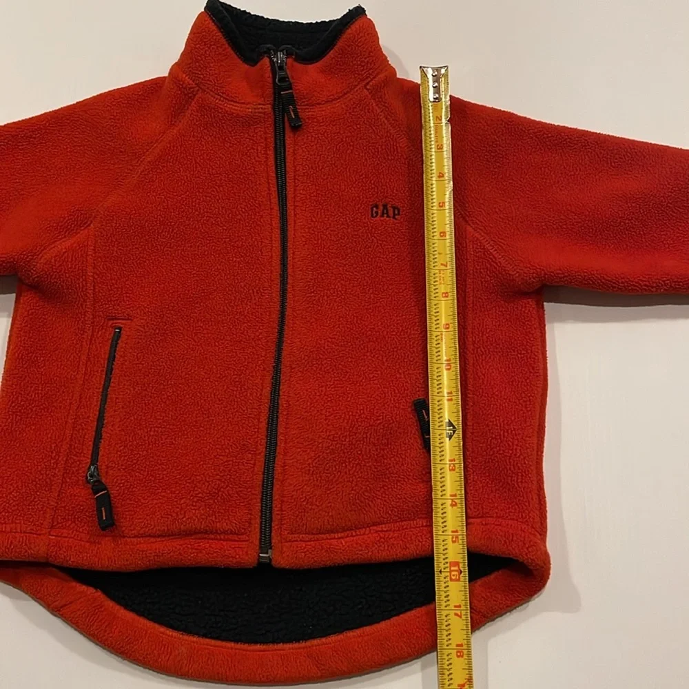 GAP kids mock neck, full zip orange & blue heavy fleece jacket. Boys size XS
